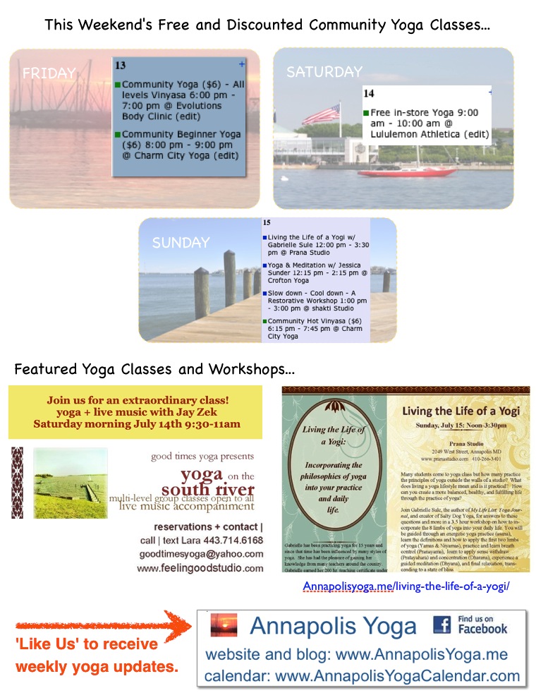 This weekend’s yoga events in Annapolis