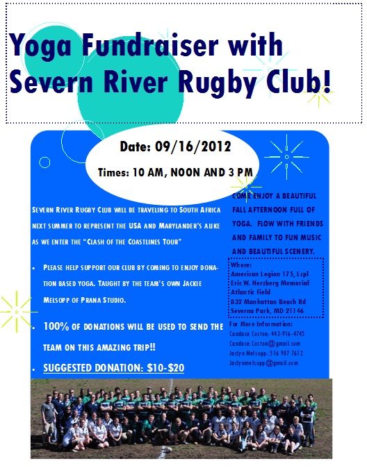 Outdoor Yoga Fundraiser for Severn River Rugby Club with Jackie Melsopp