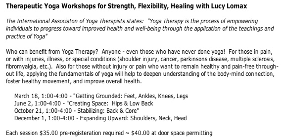 Therapeutic Workshop with Lucy Lomax this weekend – Back and Core