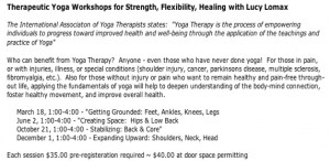 Therapeutic Workshop with Lucy Lomax this weekend – Back and Core